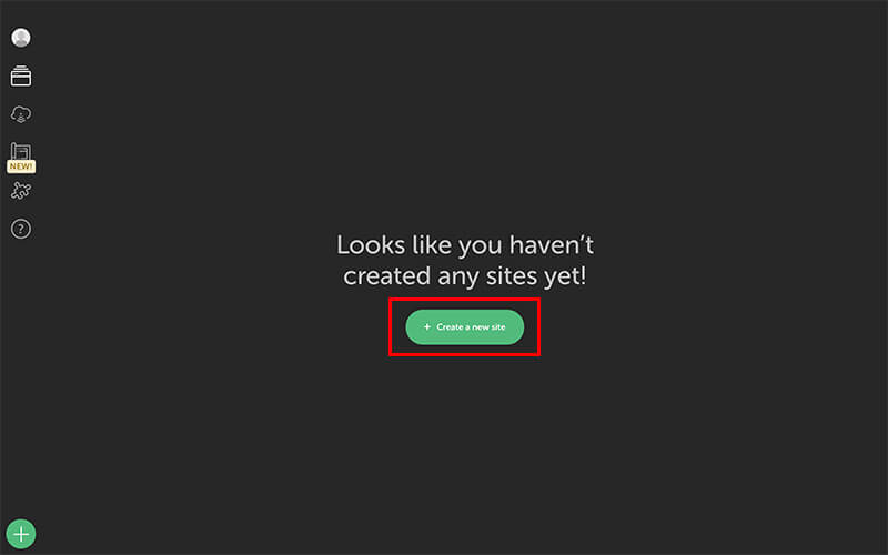 「CREATE A NEW SITE」を選択